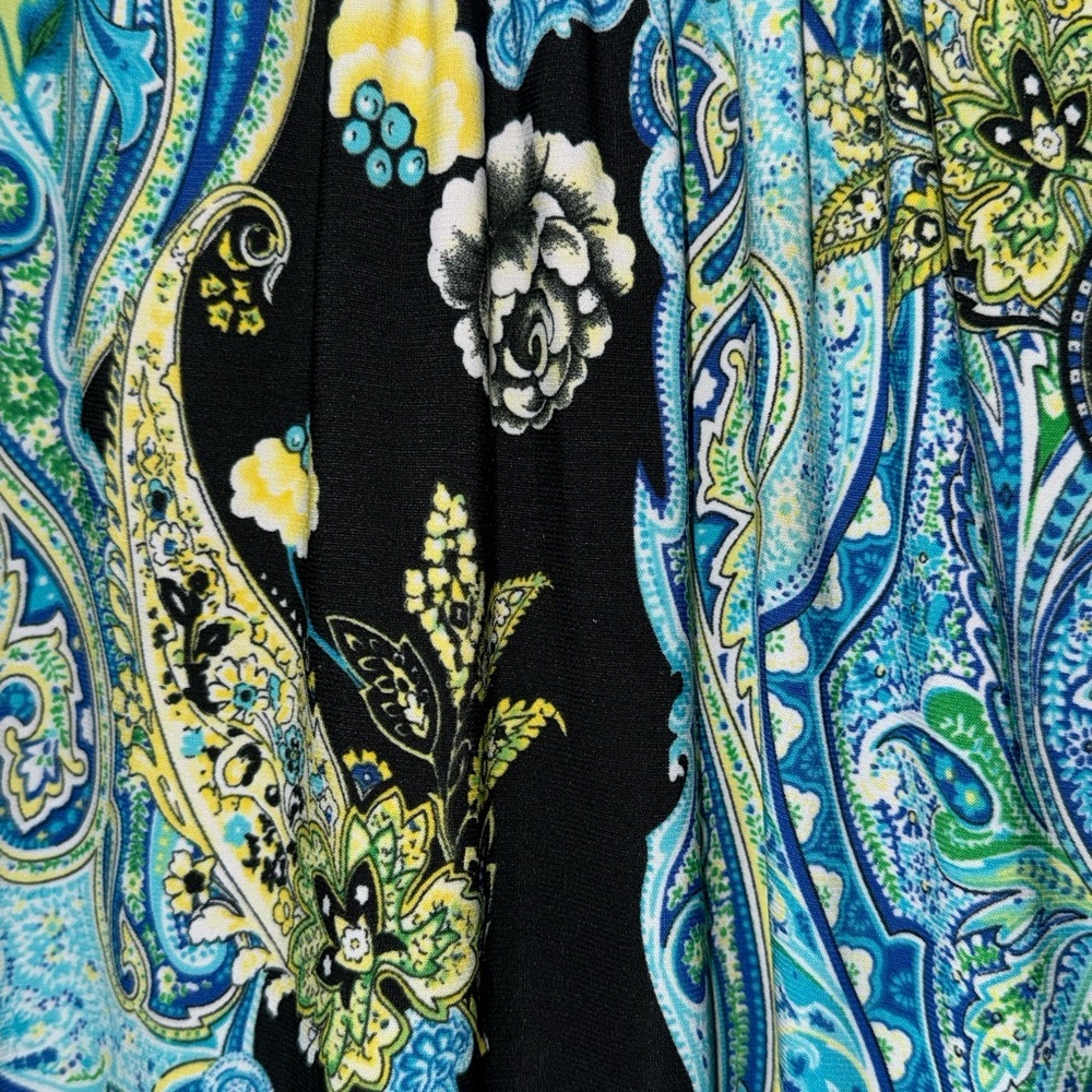 Carole Little Paisley Stretch Top Size Large Made in USA - Picture 2 of 3